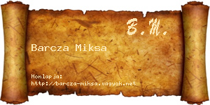 Barcza Miksa névjegykártya